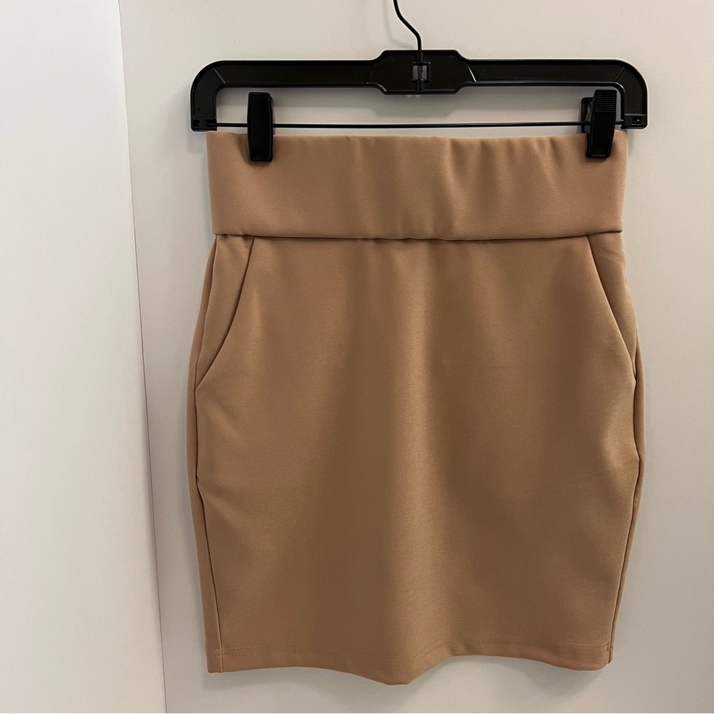 AKIRA High Waisted Mini Skirt-Camel